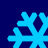 Four light blue snowflake icons arranged in a on dark blue background, each with distinct branching patterns