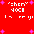 Red background with white pixelated text and pink star shapes, displaying repeated phrases like "*ahem* MOO!!" and partial lines of text.