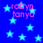 Blue background with light blue stars and pink text reading 'robyn tanya' repeated across the image.