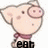 Pixelated cartoon pig with pink snout and red scarf, each frame shows different text below the character.