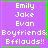Purple square icon with green border displaying names and text in pixelated white font, featuring a small green plus symbol on the right side.
