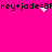 Pixelated text on bright pink background with animated white pixel clusters near the text.