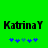 Green background with black text 'Katrina' and blue star-like symbols below, showing two variations of symbol arrangement.