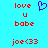 Static pixel art displays red text and a blue heart symbol on cyan background with no animation.