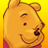A 4-frame animated contact sheet featuring Winnie the Pooh with red text and pixel hearts on a yellow background.