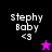 Four display 'stephy Baby <3' text with a star icon changing from pink to black against varying backgrounds