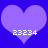 Two identical purple hearts on a blue background with white pixelated numbers '23234' beneath each heart.
