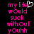 Pixelated pink text on black background with a white heart symbol replacing the 'i' in 'life', showing two states where one state has the heart and the other does not.