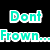 A static image with a black background featuring teal text and a yellow smiley face icon.