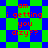 Red text on green and blue checkered background with repeated phrase 'am i getting you dizzy??' in pixelated font.
