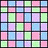 pastel-colored squares arranged in and with a solid gray area on the right side