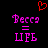 Red pixelated heart above pink text reading 'Becca = LIFB' on black background, two identical side-by-side versions.