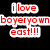 Red pixelated text phrases on black background with four small red circular icons at bottom right, arranged in a -like layout