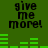 Green background with black text 'give me more!' and green audio waveforms changing across four