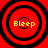 Four red circular icons with black concentric rings and yellow text reading 'Bleep' on a red background.