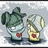 Two cartoon characters with green hair and red hearts on their chests stand side-by-side against a gray background, text appears sequentially above them.