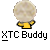 Pixelated static icon of a yellow stick figure with a large round head and outstretched arms above the text 'XTC Buddy' on gray background.