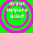 Four identical circular icons with green backgrounds and pink concentric rings display 'Great Helpers Guild!' text in white pixelated font.