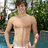 A shirtless person stands in a pool with green foliage background, displaying two states: one with no text overlay and one with green pixelated text reading 'nuf said'.