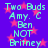 Pixelated text on a purple background with pink stars, displaying 'Two Buds Amy. C Ben NOT Britney' in light blue, repeated twice in a