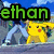 Pixelated image of a character with red cap and blue vest standing beside yellow dog-like creature, text overlays change across frames.