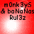 Red background with pixelated text reading 'mOnk 3yS & baNaNaS Rul3z' and a white light effect shifting position across frames.