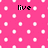 Pink background with white polka dots and black text reading live, love, laugh in pixelated font.