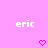 Pixelated pink background with repeated white text 'eric' and small pink hearts in a pattern