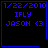 Four identical blue pixelated display date, name, and text with one showing a heart and another a star symbol