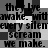 Black-and-white pixelated text repeats 'they lye awake. with every silenevery silent scream we make.' in a pattern across the image