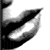 Black-and-white pixelated lips in a vertical sequence with text overlays changing across frames.