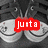 A four- of pixelated images with red text overlays: two smiling faces, a blue eye, and a translucent figure