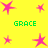 Yellow background with pink star shapes and green "GRACE" text in four quadrants.