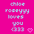 Pixelated text on bright pink background reads 'chloe roseyyy loves you <333' with a small heart symbol.