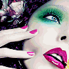 A static image shows a woman's face with green eyeshadow and pink lipstick, next to repeated text "Make-Up LOver" on a black background.