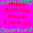 Pixelated birthday icon with red text on bright pink background, bordered by green decorative elements.