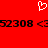 Red background with white pixelated heart symbol above black text reading 52308 <52308 <52308.