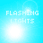 Pixelated blue background with white text "FLASHING LIGHTS" and a bright white circular light effect that changes size and position across four