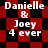Red and black checkered background with white text reading "Danielle & Joey 4 ever" in four identical