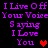 Pixelated purple text on black background repeats 'I Live Off Your Voice Saying I Love You' with red heart symbols, two versions of the text display side-by-side.