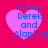 Four identical pixelated heart-shaped icons with blue text on a pink background, each displaying "I Love Derek, and Alan! <3".