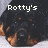 A four- shows a black and tan dog's face with text overlays reading 'Rotty's', 'Are', and 'THE WORLD'