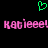 Green pixelated heart symbol above pink pixelated text reading 'Katieee! Katieee!' on black background.