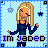 Animated pixel art contact sheet showing a blonde woman in dark clothing with changing facial expressions and hand positions across 10 frames, each labeled "Im Jaded" on a light blue background with hanging stars and black shapes.