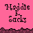 Pixelated text 'Maddie K Sacks' on pink background with dark brown border, transitioning from full to partial view