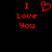 Red pixelated text "I Love You" with a heart symbol on black background, displayed in two identical side-by-side