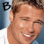 A pixelated image of a smiling man in a white shirt with changing text on the left side.