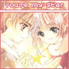 Anime-style character with light brown hair and large dark eyes holds a yellow star, surrounded by red background text reading "youre my star" in pink letters.