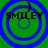 Four identical blue circular ripple patterns on green background with black text 'SMILEY' and '=)' above each pattern.