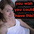 Pixelated image of a person in a white sleeveless top with red text blocks reading 'you wish you could have told' on the right side.